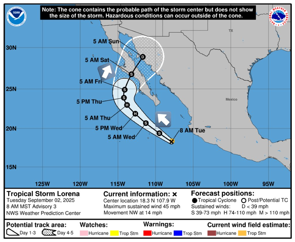 Alerta en costas mexicanas: Lorena genera lluvias intensas y oleaje peligroso desde Guerrero hasta Jalisco