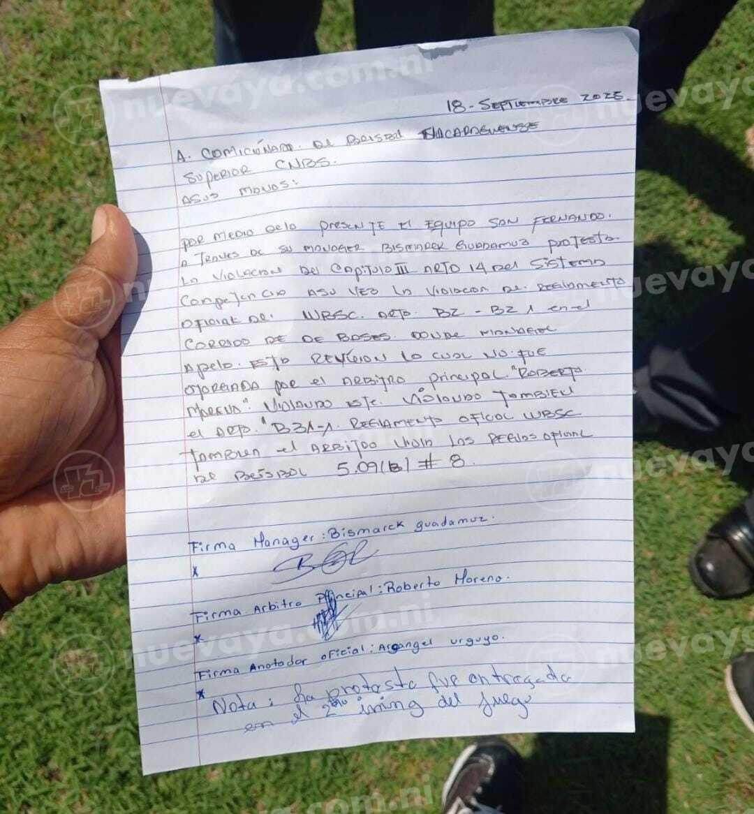 protesta del mánager de Masaya Bismark Guadamúz