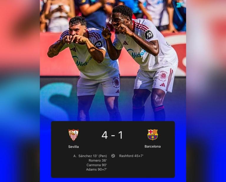 Sevilla golea 4-1 al Barcelona y el Real Madrid lidera