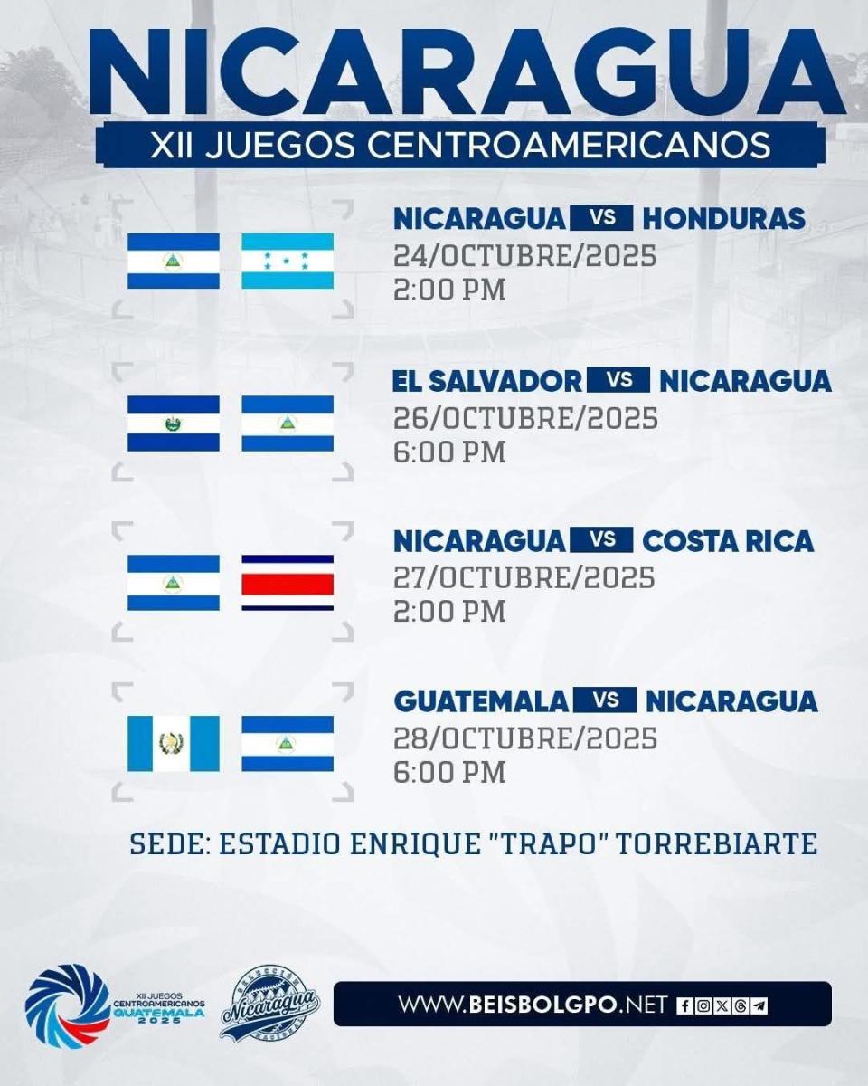 Nicaragua debuta en béisbol en los Juegos Centroamericanos