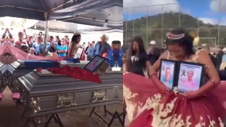 Quinceañera baila vals en velorio tras trágica muerte de sus padres