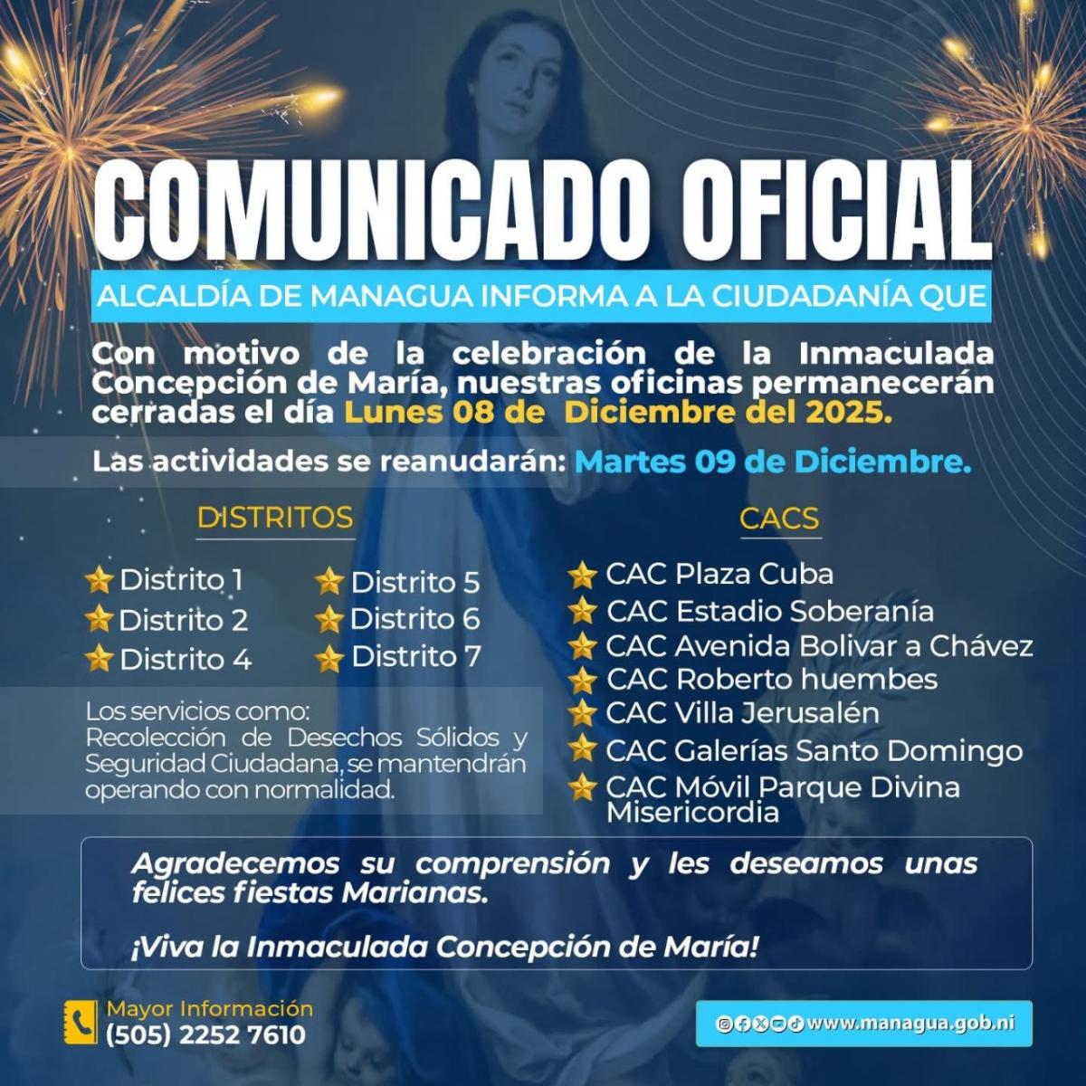 Cierre por la Inmaculada Concepción en Managua 2025