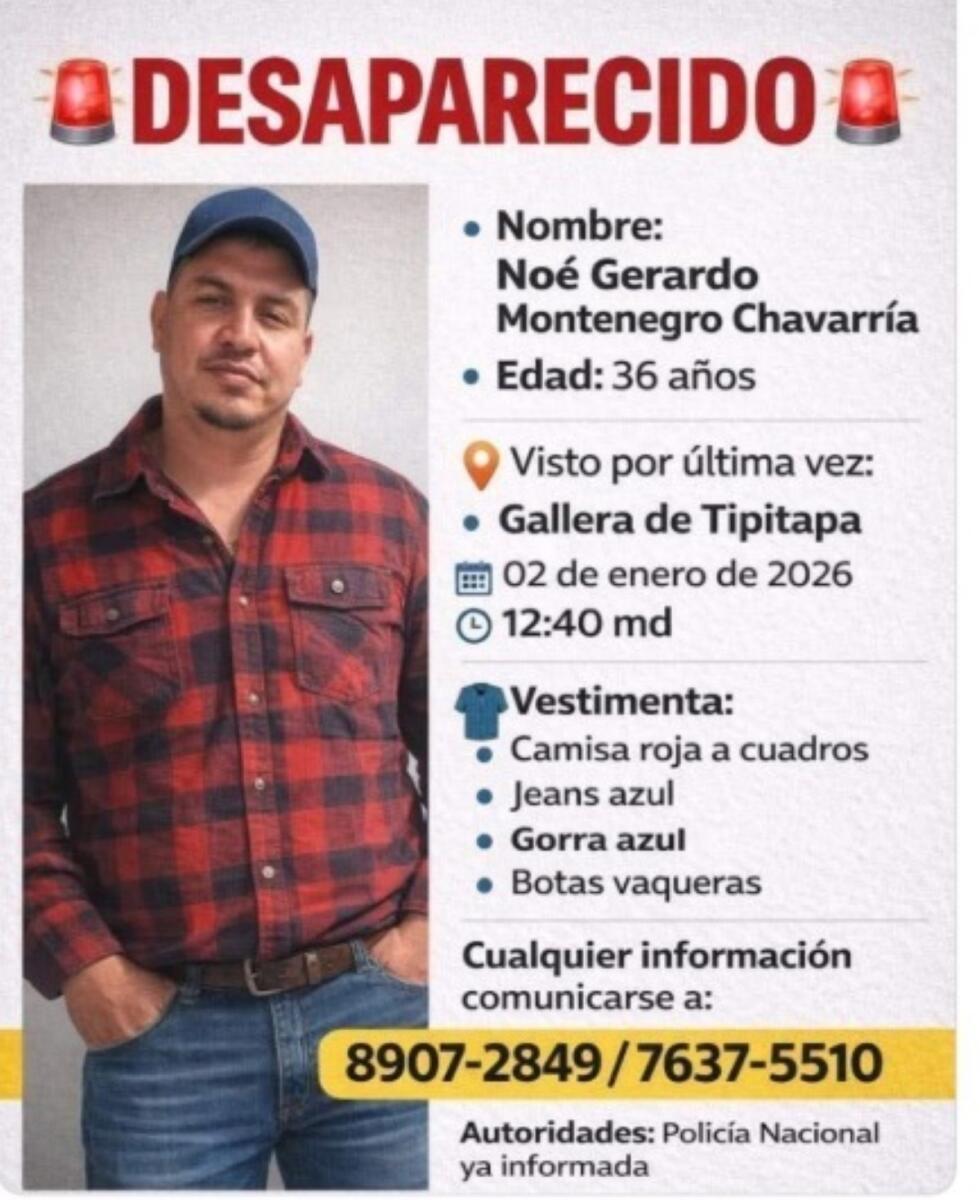 Familia busca a Noe Montenegro, desaparecido en Jinotega