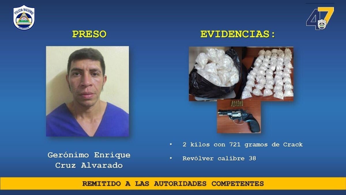 Gerónimo Cruz detenido con 2,7 kg de crack en Matagalpa