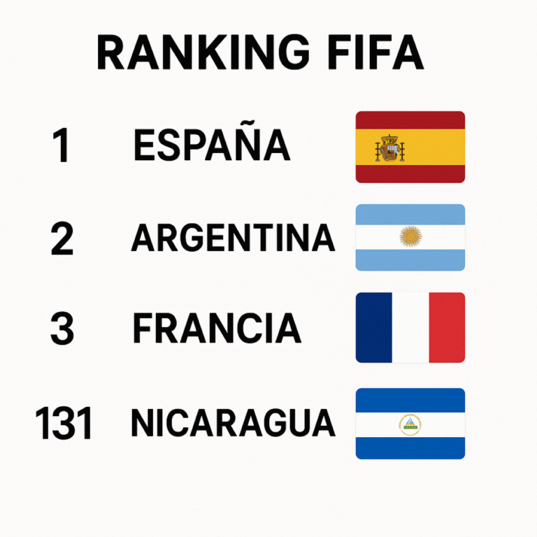 Nicaragua mejora un puesto en Ranking FIFA y España sigue siendo la mejor del mundo