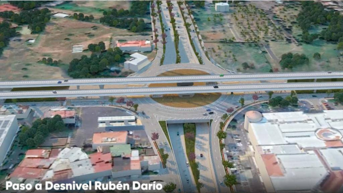 Diseño de Vista Aérea del paso a desnivel Rubén Darío en Managua