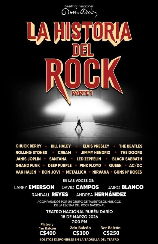 Teatro Nacional Rubén Darío presentará La Historia del Rock Parte 1