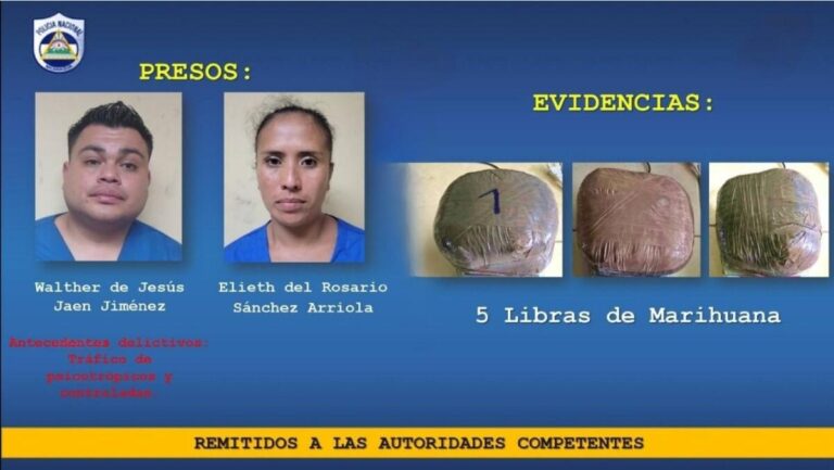 Pareja es detenida con 5 libras de marihuana en bus que cubre la ruta Jalapa – Estelí