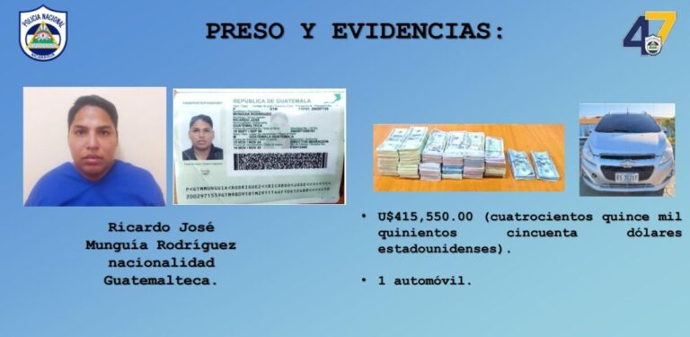 Policía Nacional incauta más de 400 mil dólares al crimen organizado en La Paz Centro