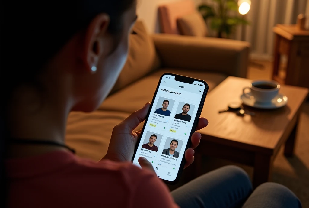 Persona usando teléfono en el hogar
