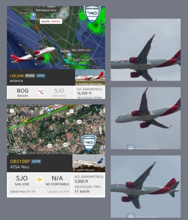 Vuelo de Avianca procedente de Colombia se desvía a Managua por incidente en Costa Rica