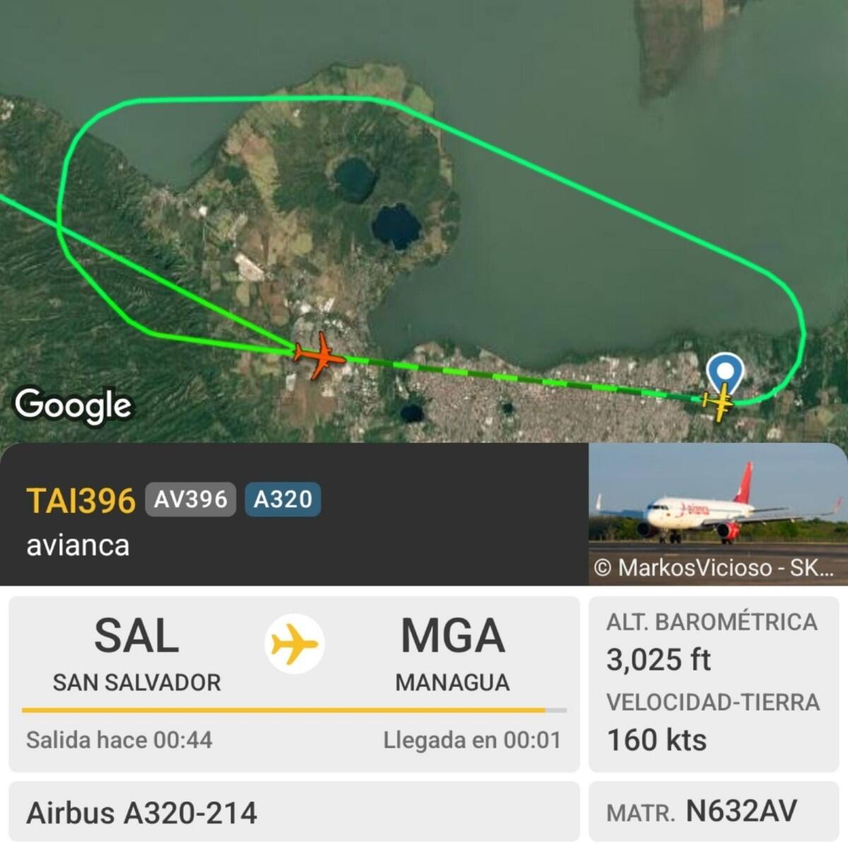 Ruta de vuelo Avianca TAI396