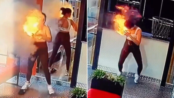 Su bolso tomó fuego y resultó gravemente herida