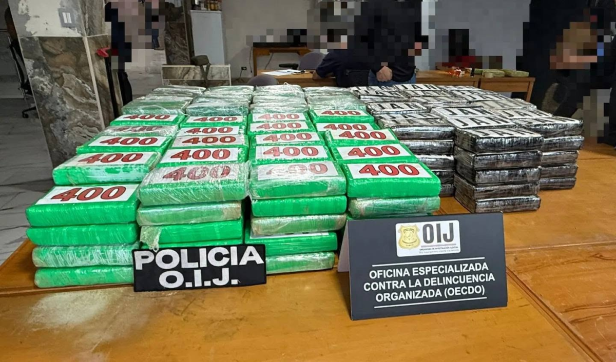 La policía costarricense incautó 300 paquetes de cocaína