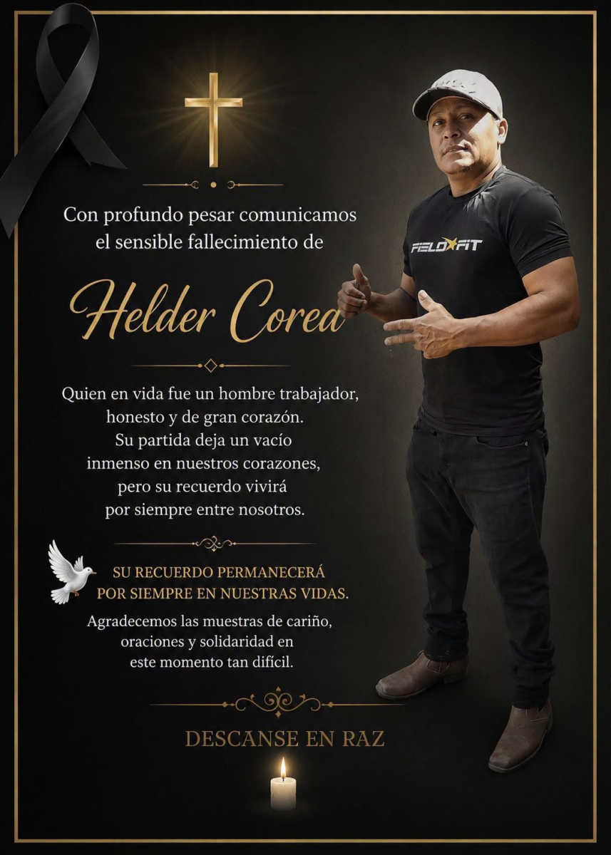 Esquela en memoria de Helder Corea