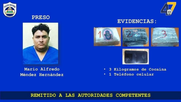 Capturan a salvadoreño con 3 kilos de cocaína en Chinandega