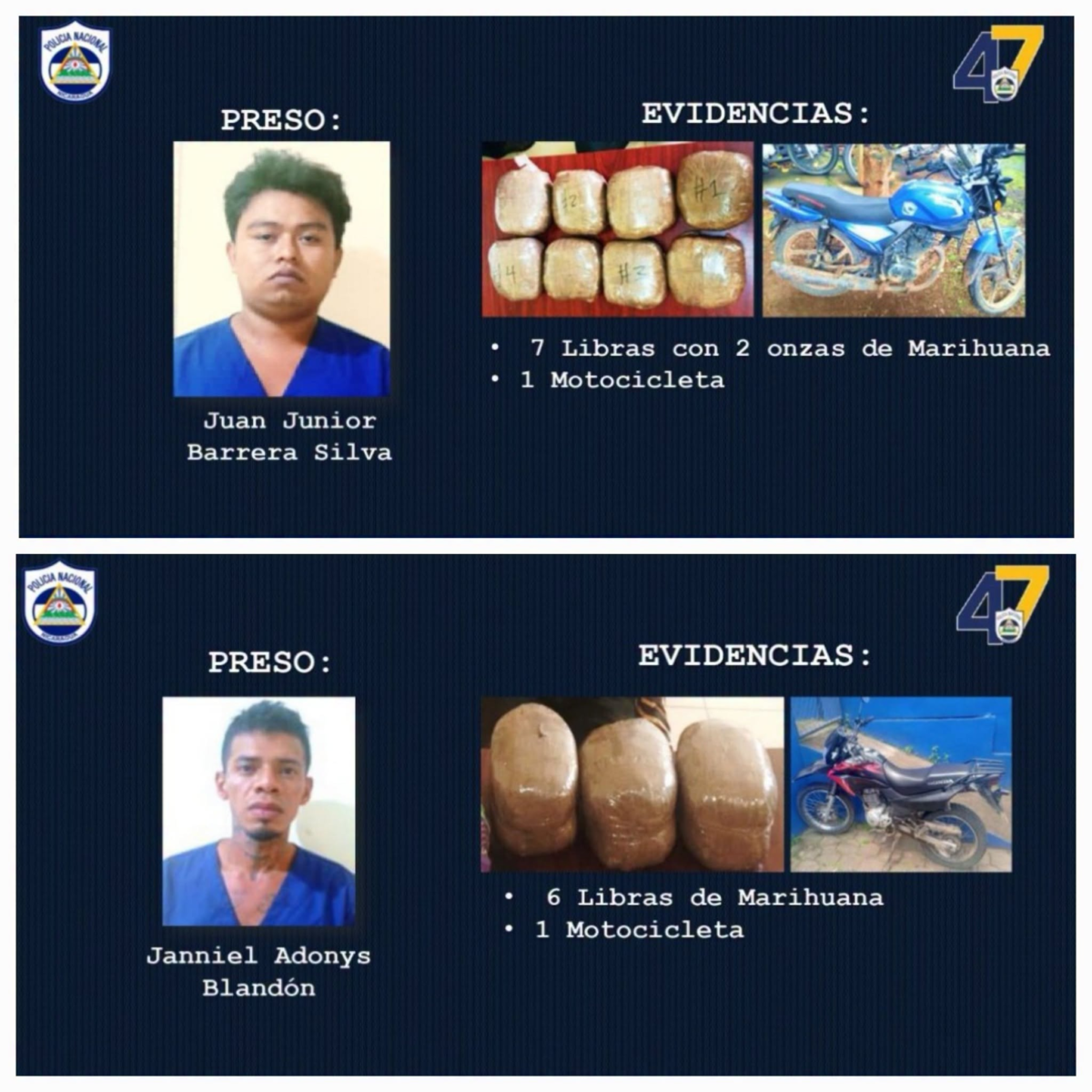 Arrestan a dos sujetos con 13 libras de marihuana en El Tuma - La Dalia