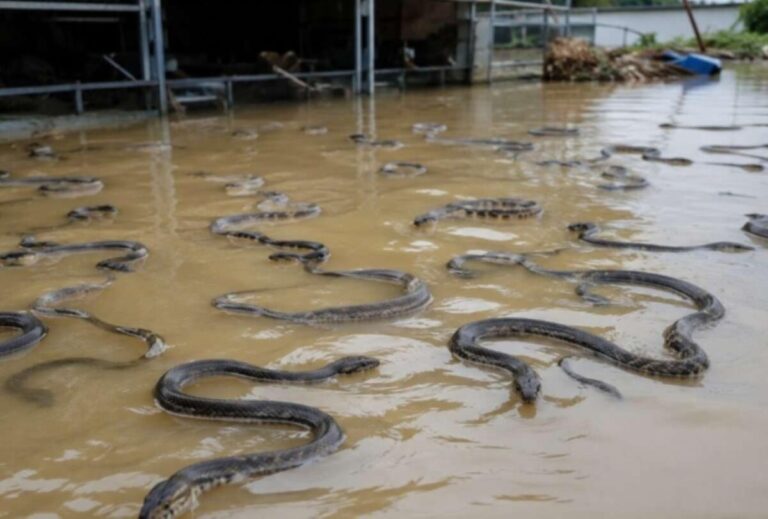 900 serpientes escapan tras inundaciones en China