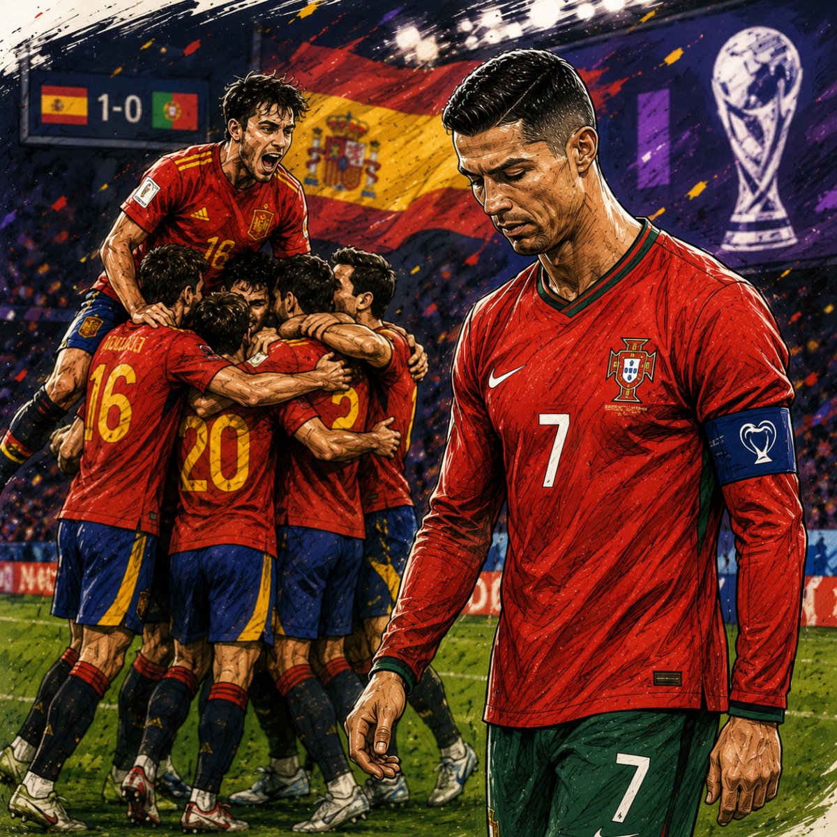 España celebra la victoria sobre Portugal