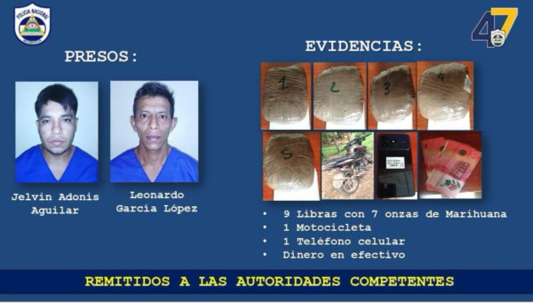 Capturan a dos sujetos con 9 libras de marihuana en San Ramón