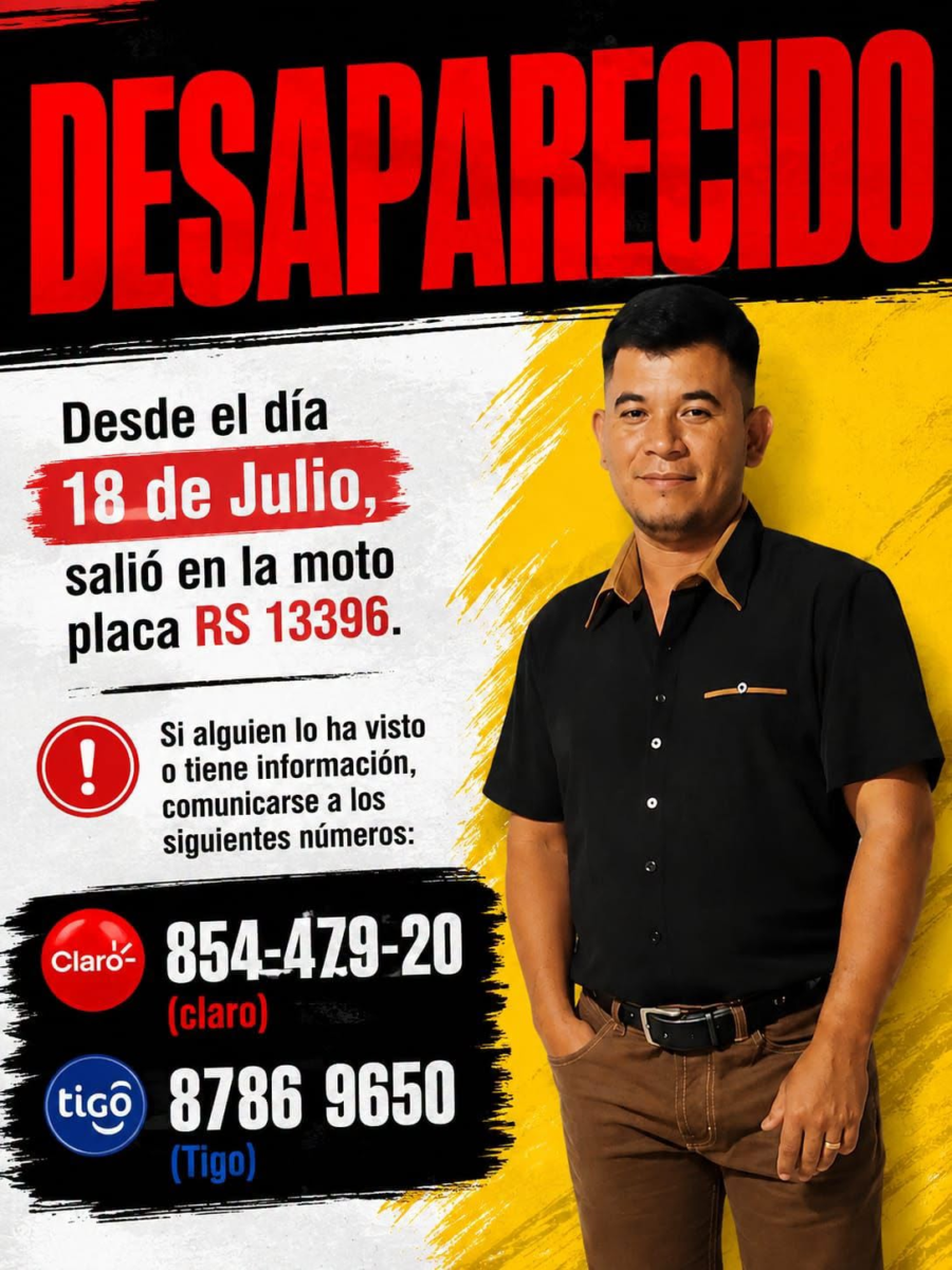 Se solicita el apoyo de toda la población para localizar a Arístides Antonio Martinez
