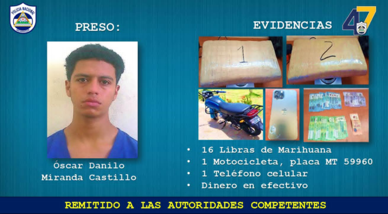 Detienen a dos en Estelí con 24 libras de marihuana