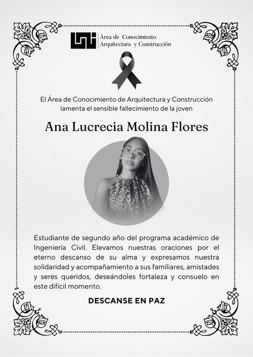Esquela en memoria de estudiante
