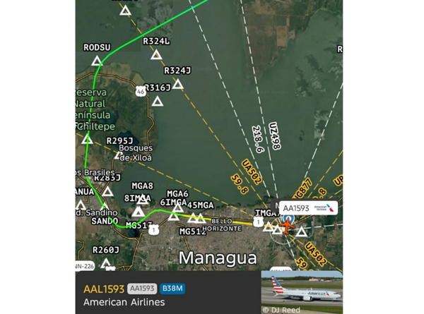 American Airlines aterriza en Managua por emergencia médica de un pasajero
