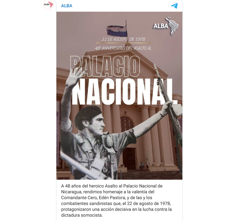 Alba-TCP rinde homenaje a la gesta heroica del Frente Sandinista en el Palacio Nacional