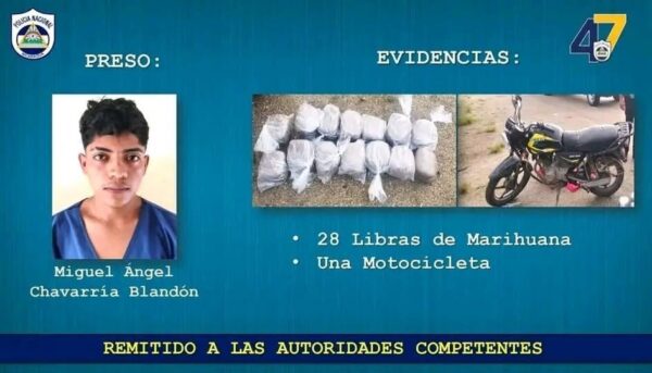 Policía captura en Quilalí a joven con 28 libras de marihuana