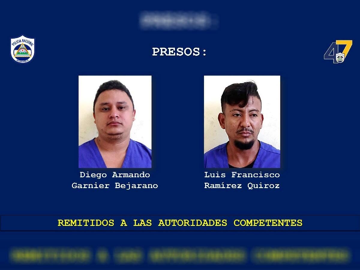 Detenidos Diego Armando Garnier Bejarano y Luis Francisco Ramírez Quiroz