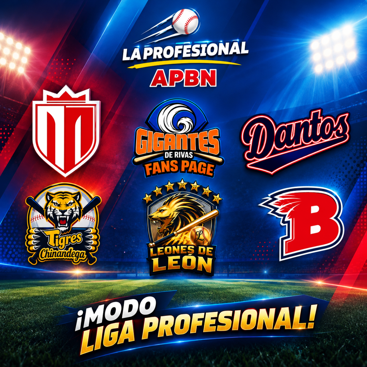 Póster épico de la liga profesional de béisbol